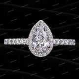 Luxury Pear Cut VVS Moissanite Diamond Halo Engagement Ring