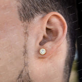 Round Cut S925 Sliver Solitaire Two In One Stud Earrings Iced Out Shine
