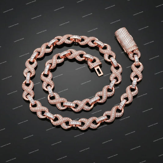 High Quality Luxurious Brilliant Cut Cuban Chain Necklace Silver/Gold Plated Moissanite Box Clasp Hip Hop Style