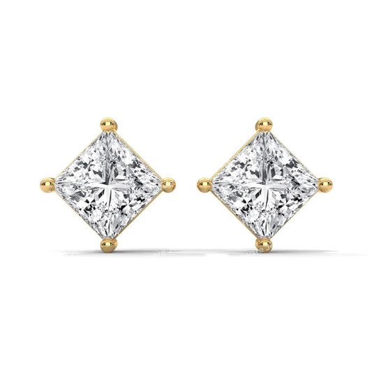 Princess Cut Moissanite Diamond Stud Earring in S925 Silver
