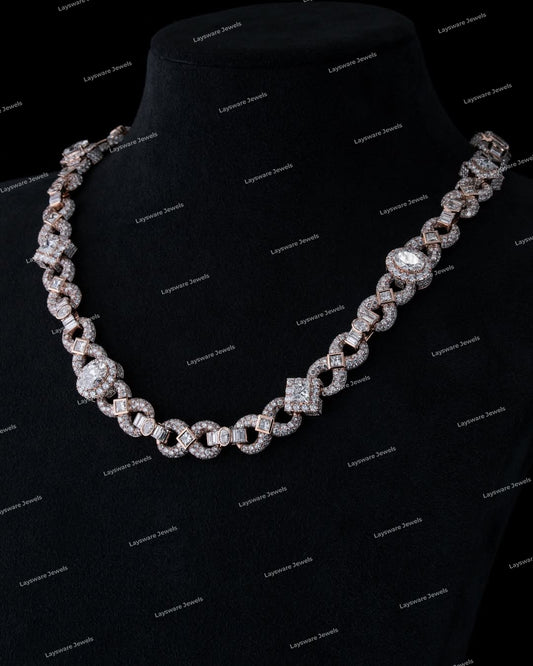 Iced Out Moissanite Diamond 925 Sterling Silver Infinity Chain