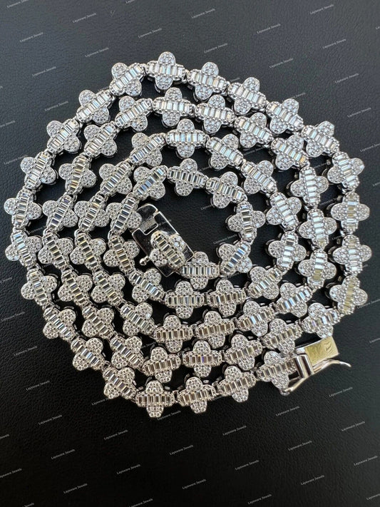 High Quality Custom Hip Hop Jewelry S925 Silver Four Leaf Clover 925 Sliver VVS Moissanite DiamondNecklace
