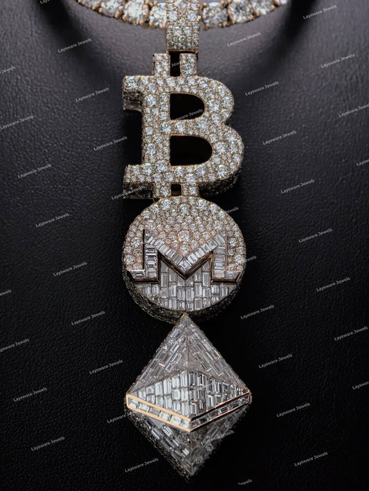 Luxury Fine Jewelry 925 Sterling Silver VVS Moissanite Diamond Vertical Name Letter Pendant