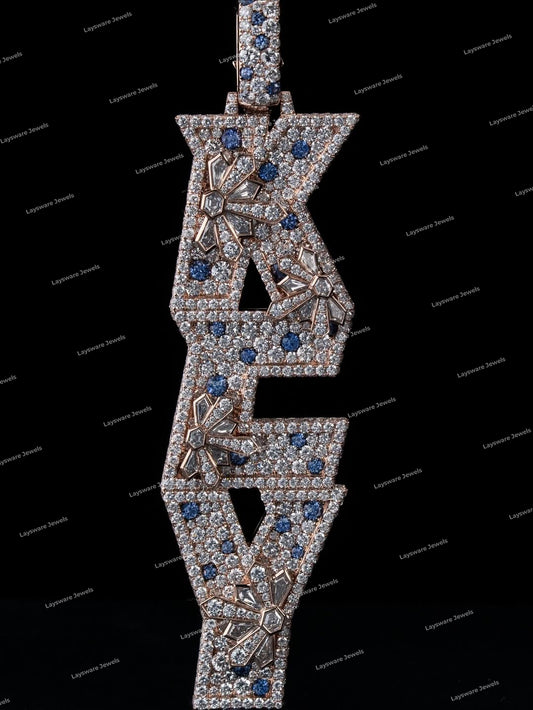 Hip Hop VVS Moissanite Brilliant Cut Iced 925 Sliver Custom 3D Letter Name Claw Setting Pendant