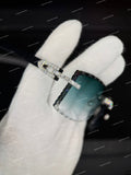 Iced Out Moissanite Diamond Prong-Set Rimless Shades in Teal Sunglasses