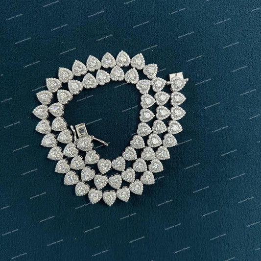 Luxury Hip Hop Jewelry Men Heart Shape Cuban Necklace Sterling Silver 925 VVS Moissanite Diamond Chain
