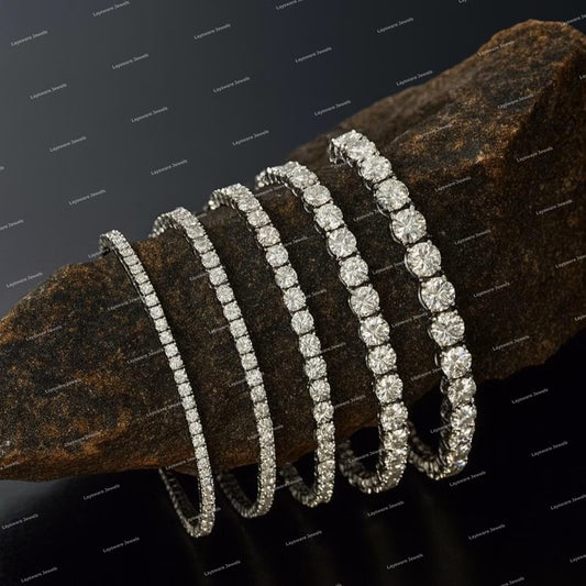 Premium Round Cut VVS Moissanite 925 Sterling Silver Tennis Bracelet for Unisex Party Wear