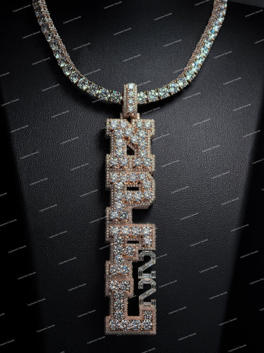 Hip Hop Moissanite Brilliant Cut 925 Sliver Iced Custom 3D Letter Name Claw Setting Pendant