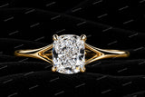 Elongated Cushion Cut Moissanite Diamond Solitaire Engagement Ring