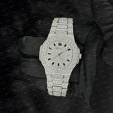 41MM Fully White Tone Iced Out VVS Moissanite Diamond Hip Hop Watch for Men