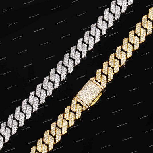 VVS Moissanite Brilliant Cut Multiple Lengths Iced Rapper Hip Hop 925 Sterling Silver Cuban Chain