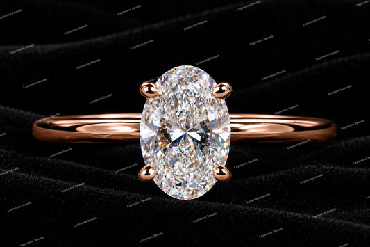 Custom Oval Cut VVS Moissanite Diamond 925 Sterling Sliver Solitaire Engagement Ring