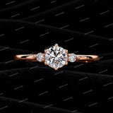 Custom Three Stone Round Cut VVS Moissanite Diamond Engagement Ring
