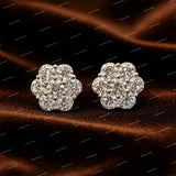 Iced Flower Cluster Moissanite Earrings Claw Setting 925 Sterling Silver Cut VVS D Color Stud Earrings