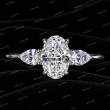 Oval VVS Moissanite Diamond Engagement Ring Three Stone Luxury Diamond Ring