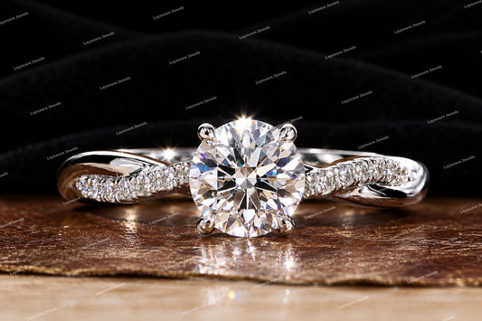 Personalized Round Cut Moissanite Diamond Engagement Ring with a Modern Twist
