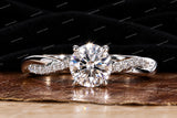 Personalized Round Cut Moissanite Diamond Engagement Ring with a Modern Twist