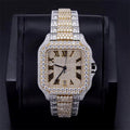 Iced Out Stainless Steel with Roman Dial Diamond Watch