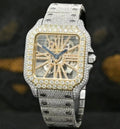 Iced Out Cartier Stainless Steel VVS Moissanite Diamond Watch