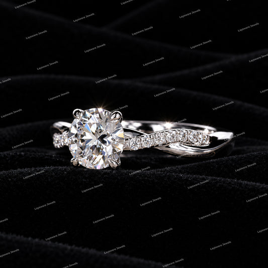 Personalized Round Cut Moissanite Diamond Engagement Ring with a Modern Twist