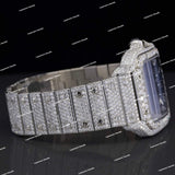 High End Iced Out Moissanite Diamond Blue Dial Watch For Men