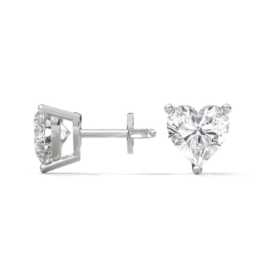 Heart Cut Solitaire Stud Earring 925 Sterling Sliver Moissanite Diamond look Elegant Sparkle Shine