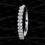 Personalized Half Eternity Oval Moissanite Diamond 925 Sliver Wedding Band