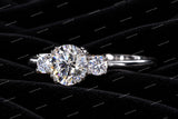 Round Cut Moissanite Diamond Three Stone Engagement Ring for Women & Men