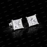 925 Sterling Silver With Moissanite Diamond Four-claw Setting Princess Cut Stud Earrings