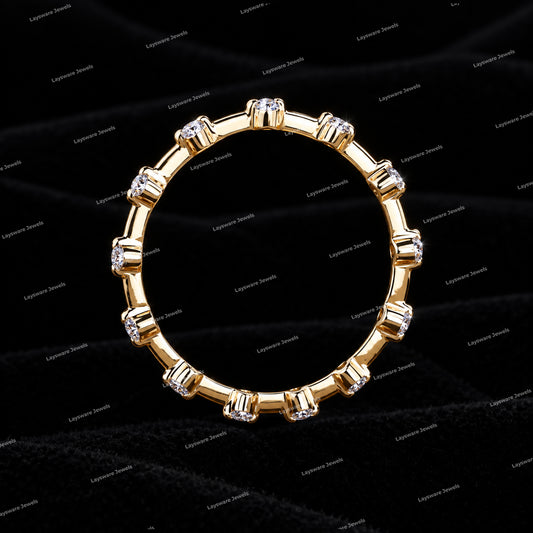 Floating Bubble Moissanite Diamond Wedding Band Round Diamond Band