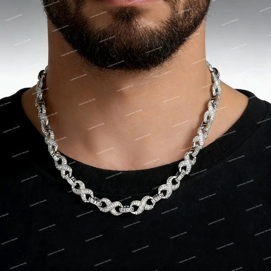 High Quality Luxurious Brilliant Cut Cuban Chain Necklace Silver/Gold Plated Moissanite Box Clasp Hip Hop Style