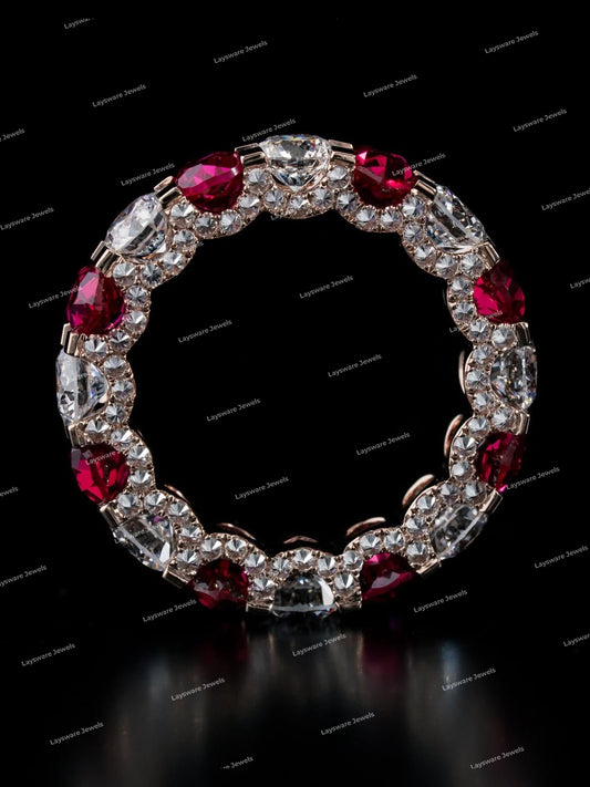 Luxury Women's Rose Gold Plated Moissanite Eternity Band Ring