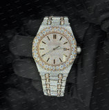 Premium Full Iced Rose Gold Tone Moissanite Diamond Watch Luxury Street Style