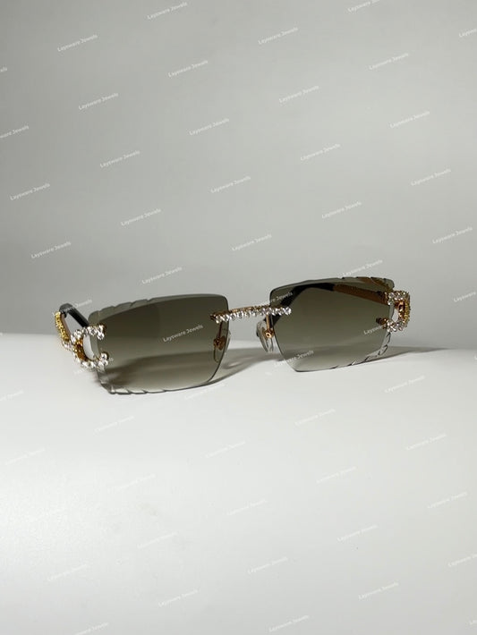 Iced Out Pear Moissanite Diamond Rimless Hip Hop Sunglasses For Unisex