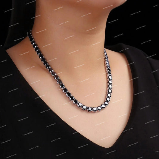 Pass Diamond Tester 925 Silver Black Moissanite Diamond Hip Hop Jewelry Iced Chain Necklace
