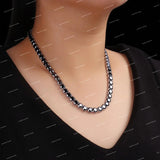 Pass Diamond Tester 925 Silver Black Moissanite Diamond Hip Hop Jewelry Iced Chain Necklace