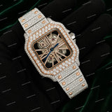 Custom Rose Gold Tone Moissanite Diamond Watch Custom Luxury Fashion Style