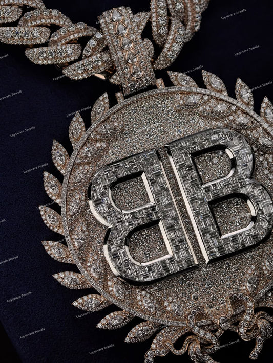 Custom Iced Out 925 Sterling Silver VVS Moissanite Diamond Big Round 3D Baguette Hip Hop Pendant