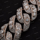 Heavy Custom New Design 925 Silver Rose Gold Moissanite Diamond Cuban Link Chain Eye Design