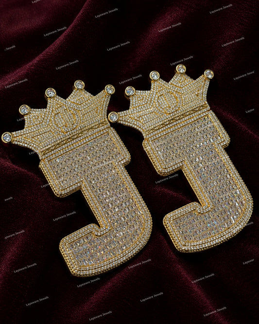 Luxury Rose Gold Plated 925 Silver Moissanite Hip Hop Crown Letter J Pendant