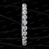 Round Moissanite Diamond 925 Sliver Floating Bubble Half Eternity Band Stackable Wedding Band