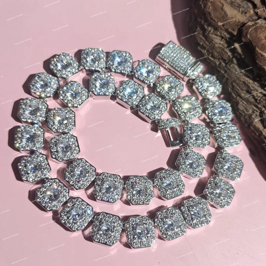 Hip Hop VVS Moissanite Round Cut Diamond Statement Link Chain For Men & Women