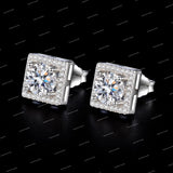 S925 Sterling Silver Hip Hop Rose Gold Plated Brilliant Cut Claw Moissanite Earrings