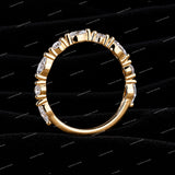 Marquise And Round Cut Moissanite Diamond Band In Half Eternity Band