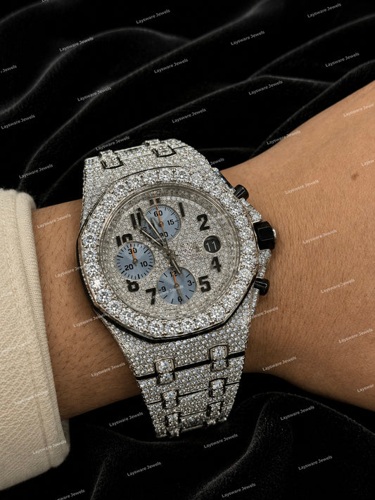 Personalized Full Iced Moissanite Diamond Watch With Rubber Strap Premium Hip Hop Luxury Style