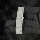 Iced Out Moissanite Diamond Watch Blue Face Roman Dial Full Iced Statement Timepiece For Men