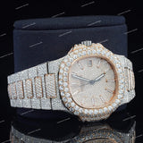 Hugh End Iced Out Glass Dial VVS Moissanite Diamond Automatic Watch