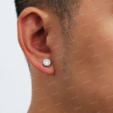 Round Cut S925 Sliver Solitaire Two In One Stud Earrings Iced Out Shine