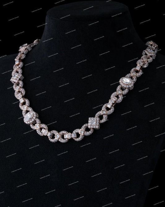 New Design Infinity Cuban Link Chain 925 Solid Silver VVS Moissanite Hip Hop Statement Man Necklace