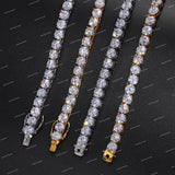 Hip Hop 925 Silver Iced Tennis Chain Necklace Round Brilliant Cut Moissanite Diamond Women & Men